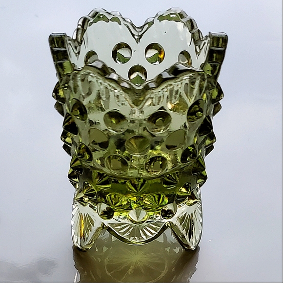 Vntg Fenton Green Hobnail Toothpick Holder / Decor Accent - Picture 10 of 10